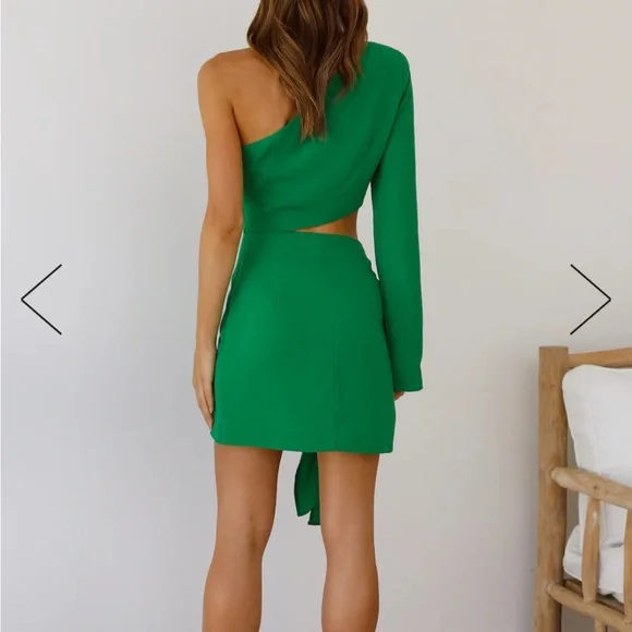 Runaway one shoulder mini dress Emerald - Picture 6 of 7